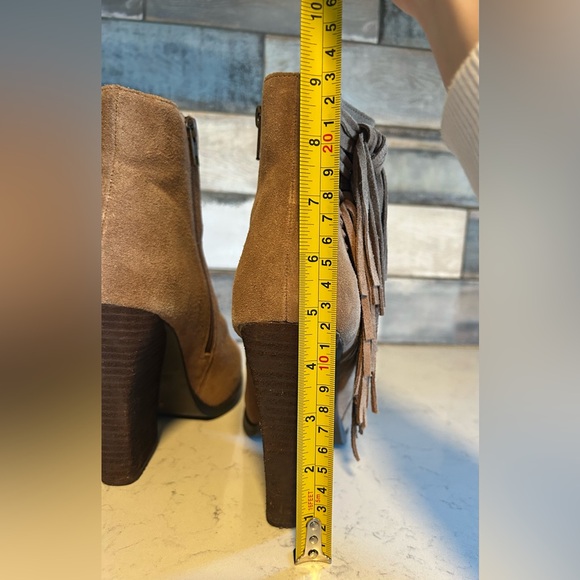 Very Volatile Dreamcatch Suede Leather Fringe Stacked Block Heel Ankle Boots - Picture 11 of 16